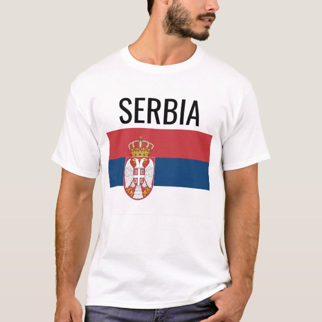 Serbien/World Land National Flagga T Shirt (Framsida)