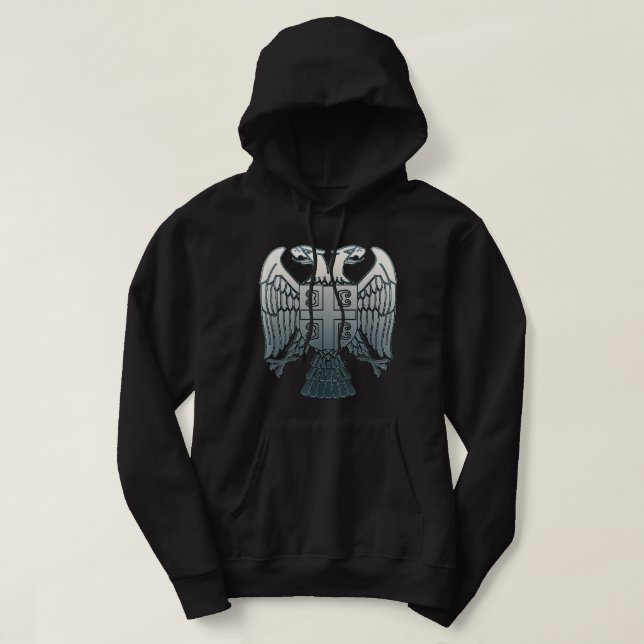 Serbiens Dubbla Headed Eagle Emblem Serbien Jackar Hoodie (Design framsida)