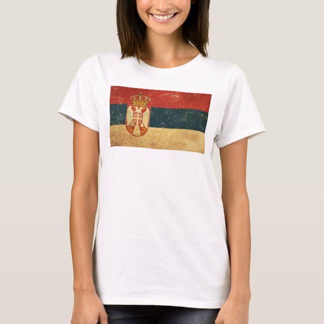 Serbiens flagga Dam Vit T Shirt (Framsida)