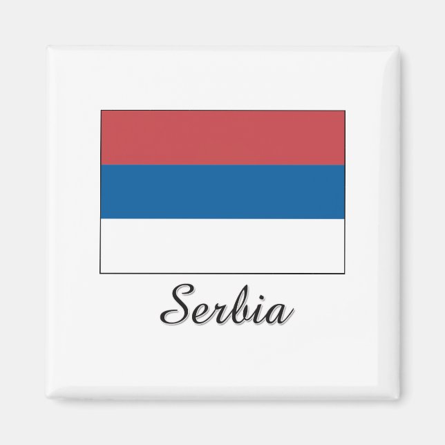 Serbiens Flagga Design Magnet (Framsidan)