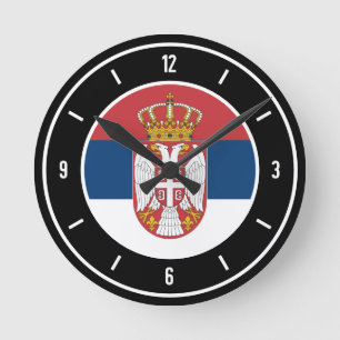 Serbiens Flagga Elegant Rund Klocka