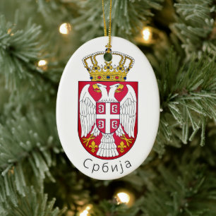 Serbiens flagga julgransprydnad keramik