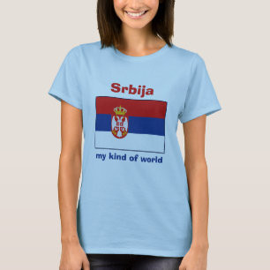 Serbiens flagga + karta + text t-shirt