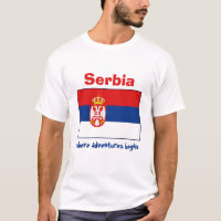 Serbiens flagga + karta + text t-shirt