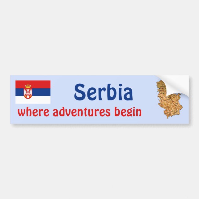 Serbiens flagga + kartdekal bildekal (Framsidan)
