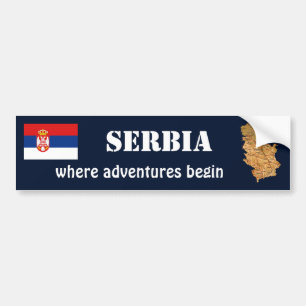 Serbiens flagga + kartdekal bildekal