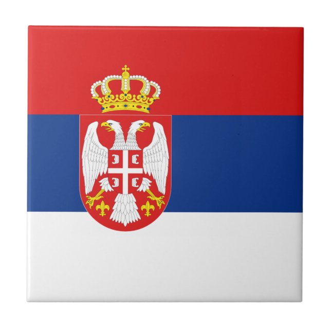 Serbiens flagga keramisk platta kakelplatta (Framsidan)
