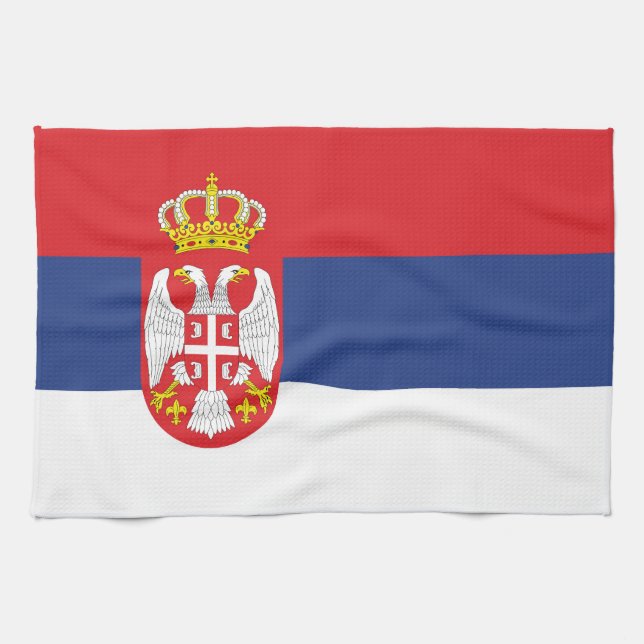 Serbiens flagga kökshandduk (Horisontell)