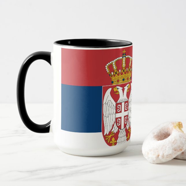 Serbiens flagga mugg (Med munk)