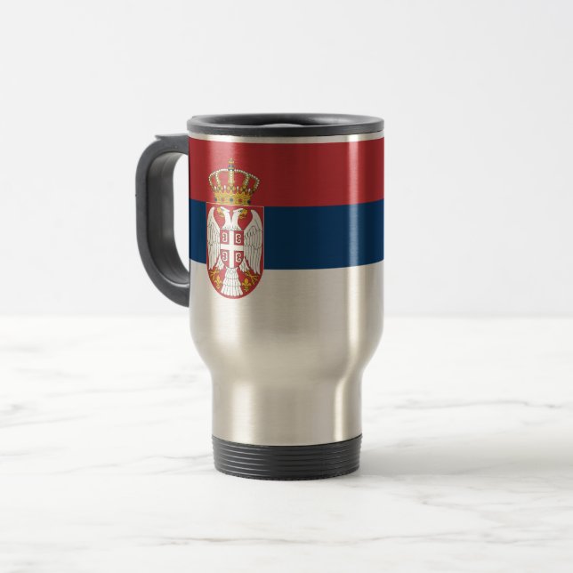 Serbiens flagga resemugg (Framsida vänster)
