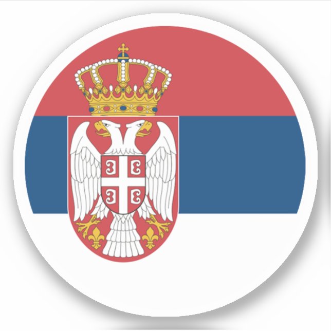 Serbiens flagga rund dekal (Framsida)