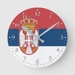 Serbiens flagga rund klocka