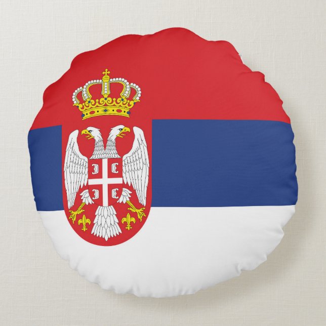 Serbiens flagga rund kudde (Baksidan)
