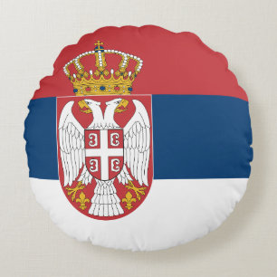Serbiens flagga rund kudde