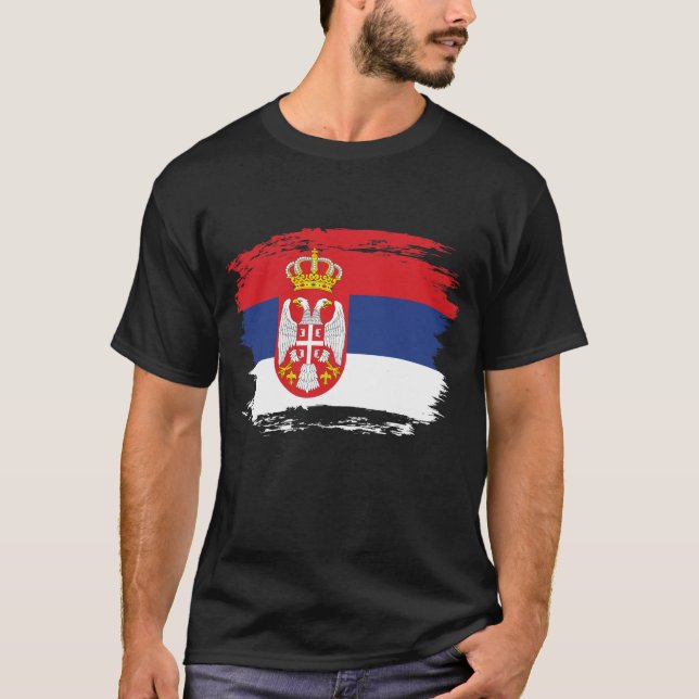 Serbiens flagga t shirt (Framsida)