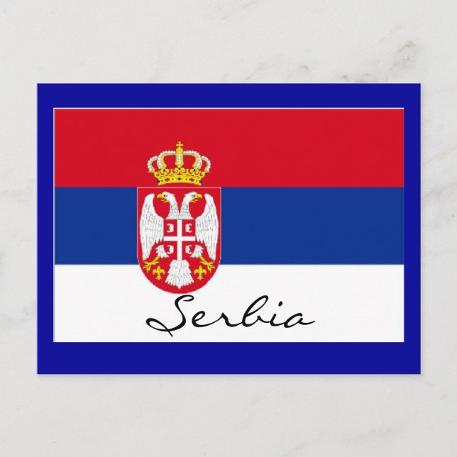 Serbiens flagga vykort (Framsida)