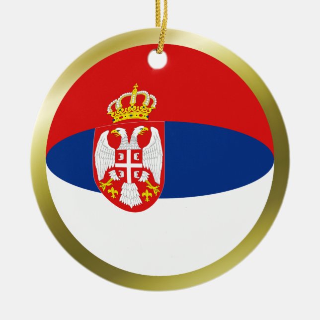 Serbiens flaggprydnad julgransprydnad keramik (Framsidan)