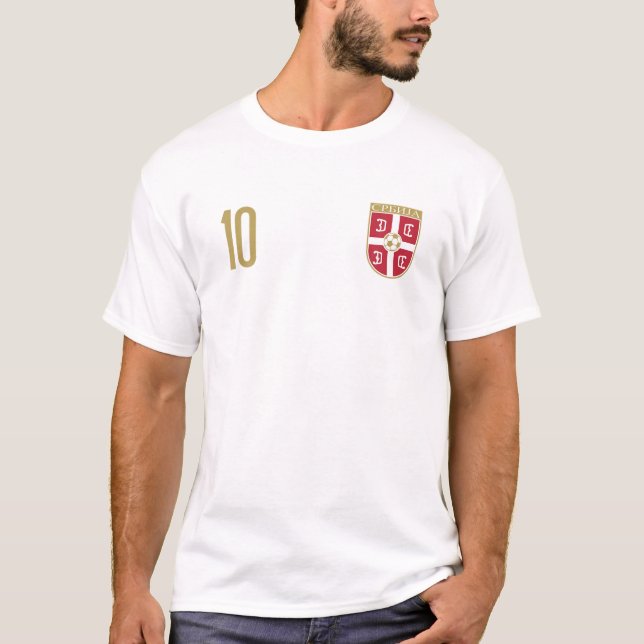 Serbiens fotbollsspelare Jersey 2022 Serbiska Flag T Shirt (Framsida)