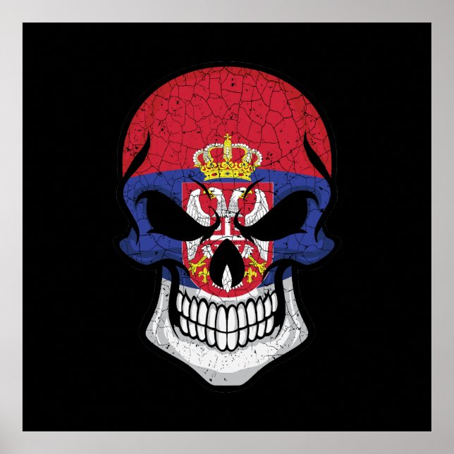 Serbiens leende Skull-Flagga Poster (Framsidan)