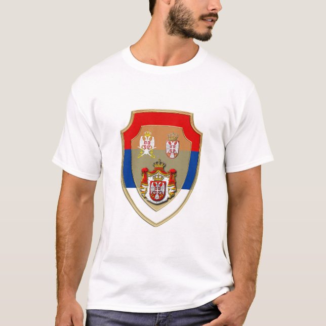 Serbiens medeltida sköld Serbien jackar om arm Srb T Shirt (Framsida)