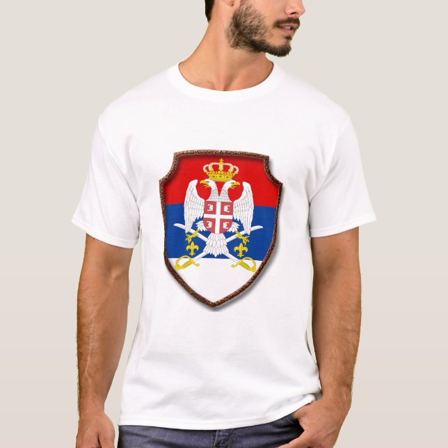Serbiens medeltida sköld Serbien jackar om arm Srb T Shirt (Framsida)