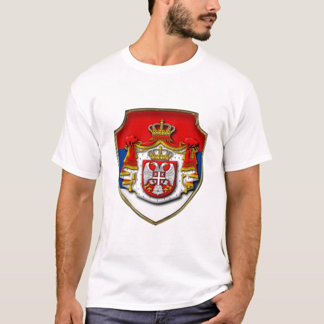 Serbiens medeltida sköld Serbien jackar om arm srb T Shirt (Framsida)