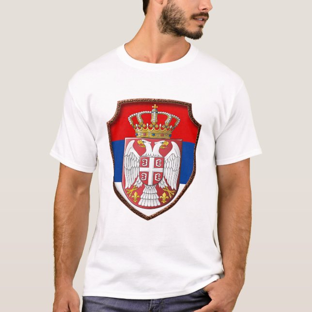 Serbiens medeltida sköld Serbien jackar om arm Srb T Shirt (Framsida)