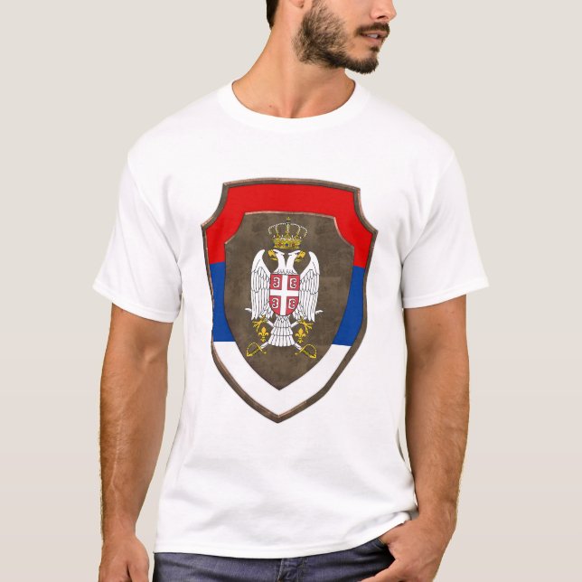 Serbiens medeltida sköld Serbien jackar om arm T Shirt (Framsida)