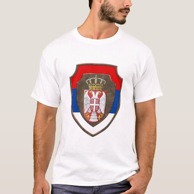 Serbiens medeltida sköld Serbien jackar om ny arm T Shirt (Framsida)