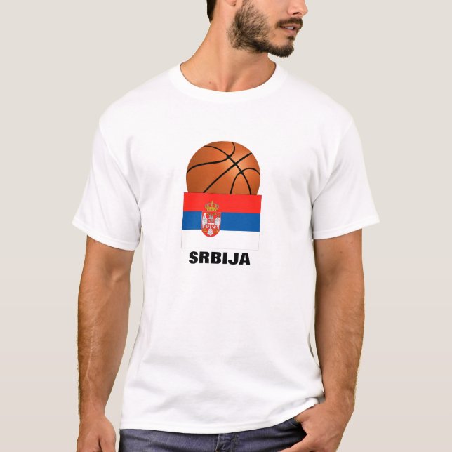 Serbiens nationella basketgrupp tee shirt (Framsida)