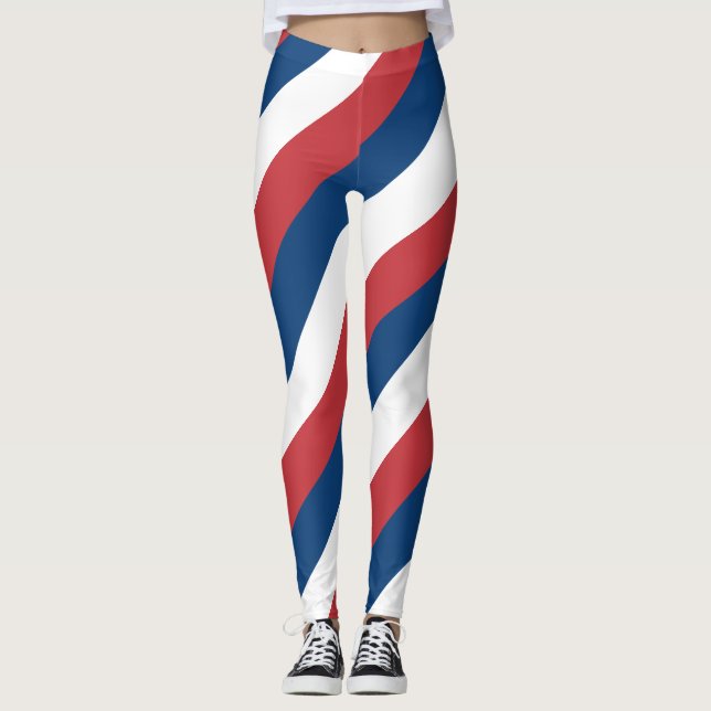 Serbiens nationella Flagga Färg diagonal strimlad Leggings (Framsida)