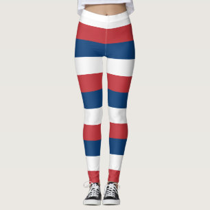 Serbiens nationella Flagga Färg-Vågrät strimlat Leggings