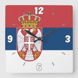 Serbiens nationella Flagga Patriotic Fyrkantig Klocka