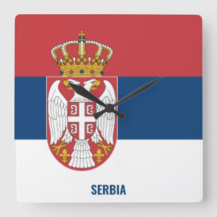 Serbiens nationella Flagga Patriotic Fyrkantig Klocka