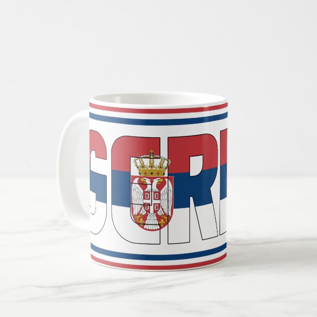 Serbiens nationella Flagga Patriotic Kaffemugg (Framsida vänster)