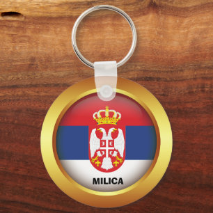 Serbiens patriotiska flagga nyckelring