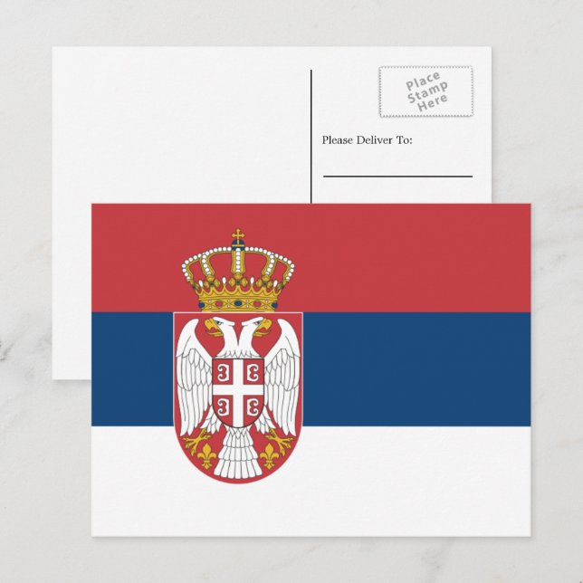 Serbisk flagg, Flagga av Serbien Vykort (Fram/baksida)