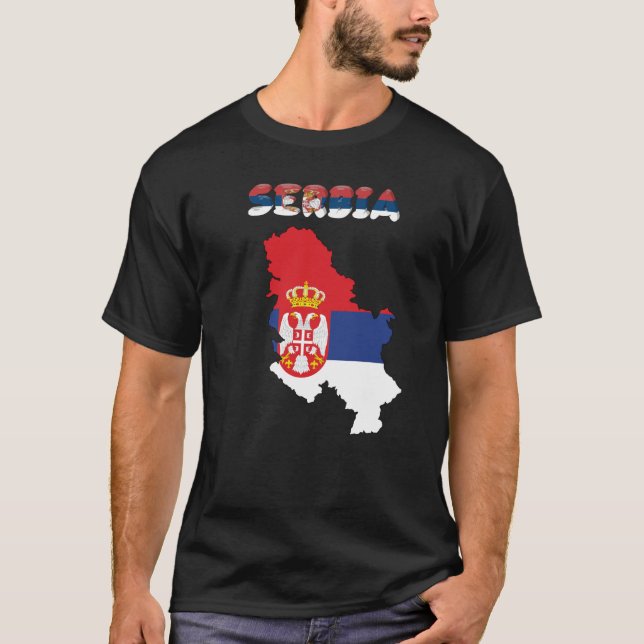Serbisk landflagga t-shirt (Framsida)