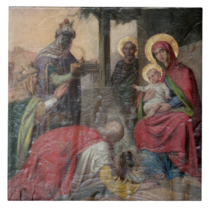Serbisk-ortodox ikonografi i Valjevo kyrka. - Kakelplatta