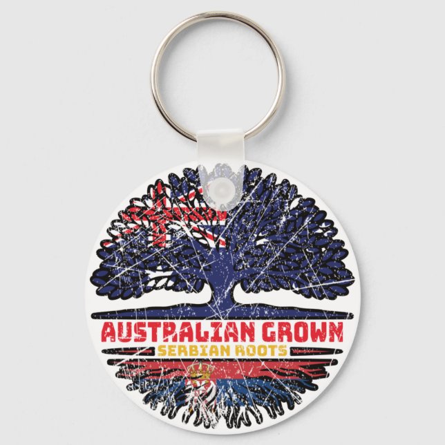 Serbiska australiska Australiens Träd-rötter Nyckelring (Framsida)