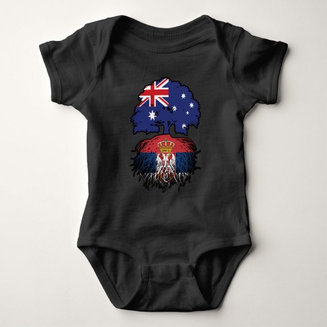 Serbiska australiska Australiens Träd-rötter T Shirt (Framsida)