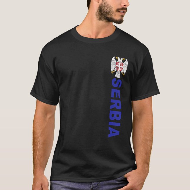 Serbiska Dubblan Eagle Emblem Sporty T Shirt (Framsida)