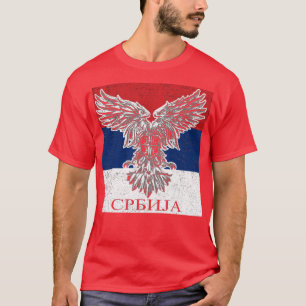 Serbiska Eagle Jackar om Arm Flagga T Shirt