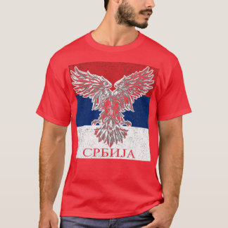 Serbiska Eagle Jackar om Arm Flagga T Shirt