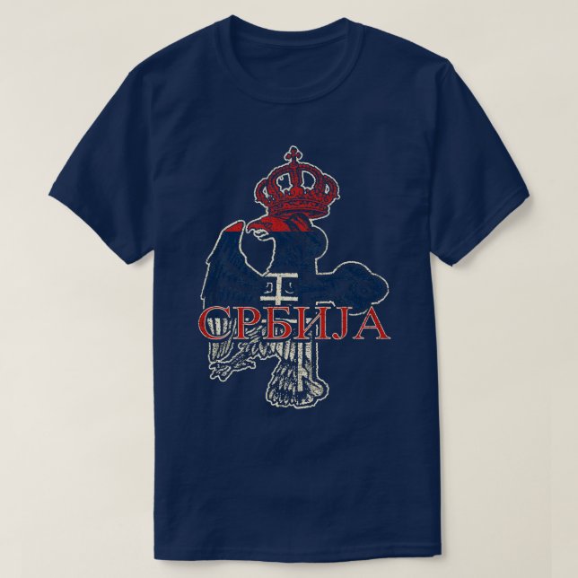 Serbiska Eagle Kor Jackar om Arm T Shirt (Design framsida)