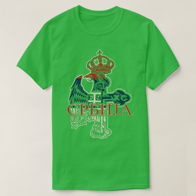 Serbiska Eagle Kor Jackar om Arm T Shirt (Design framsida)
