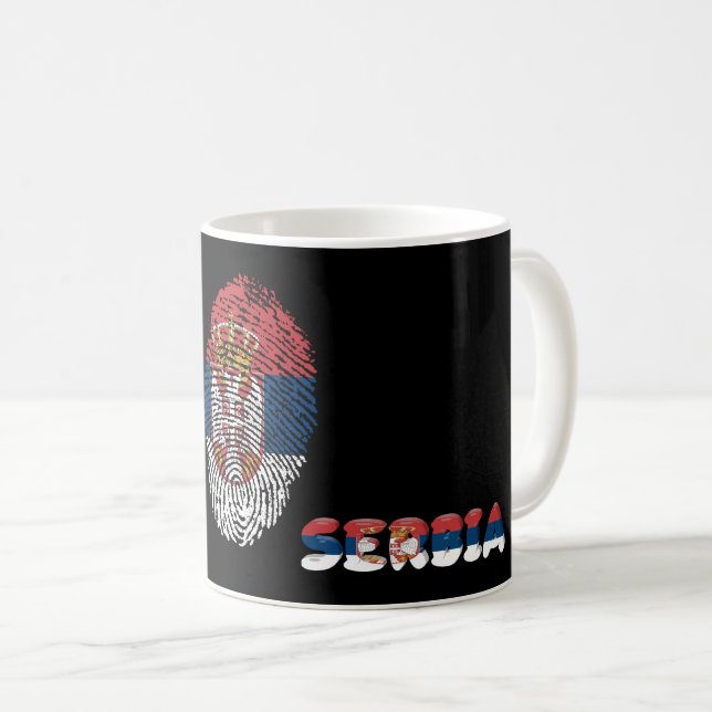 Serbiska fingeravtryck av fingeravtryck på flagga  kaffemugg (Framsida höger)