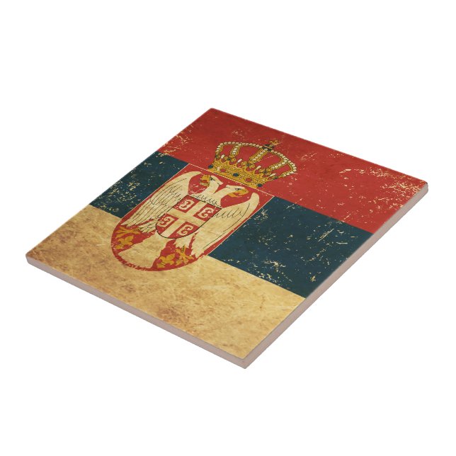 Serbiska Flagga Ceramic Tile Kakelplatta (Sidan)