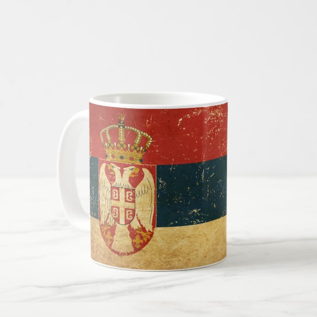 Serbiska Flagga Kaffemugg (Framsida vänster)