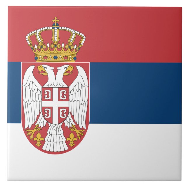 Serbiska Flagga Kakelplatta (Framsidan)